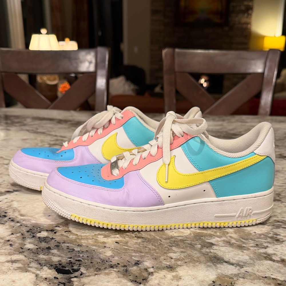 Nike Air Force 1 Pastel Sneakers with Yellow Swoosh